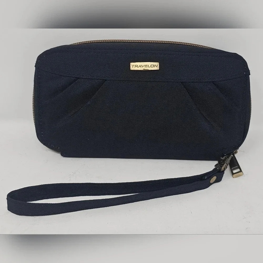 TRAVELON Women's RFID Zip Around Wallet Wristlet - Black/Purple